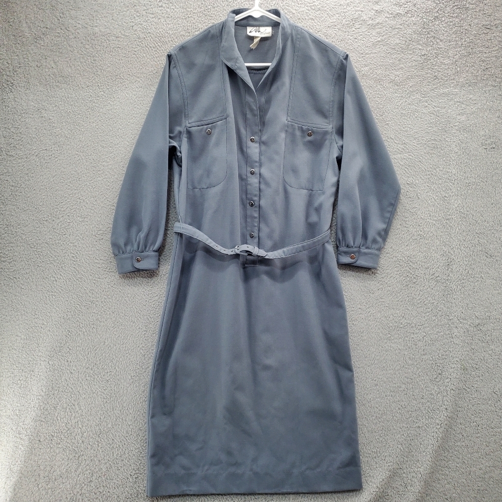Vintage Willi Of California Shirt Dress Size 14 Belted Long Sleeve